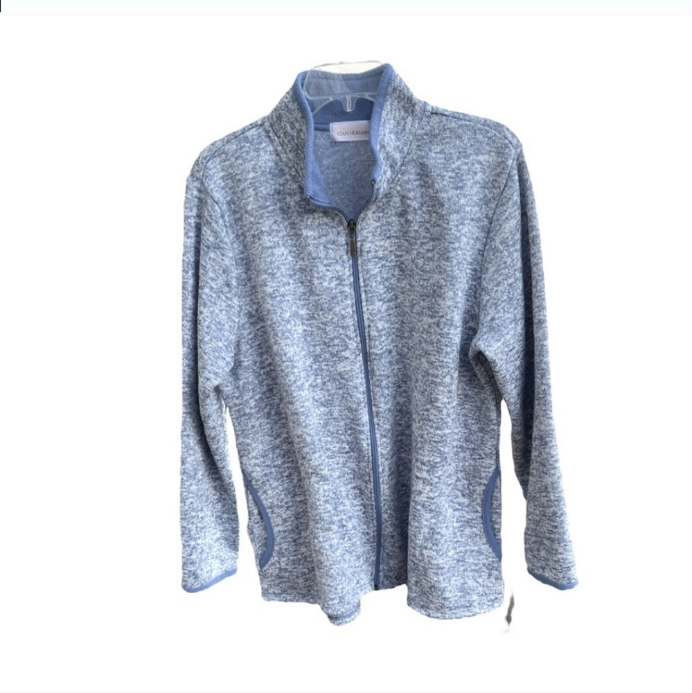 Stan Herman knit stretch zip up jacket sz XL